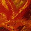 Le tableau Automne aux couleurs chaudes et aux coups de pinceaux volontaires s'entrecroisent et forment la silhouette de feuilles mortes